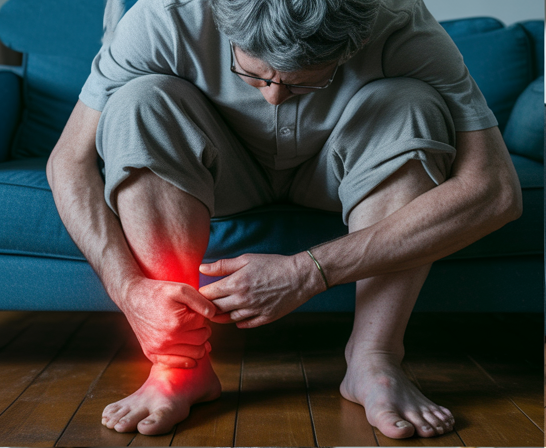 Person with severe foot and leg pain - Stage 1